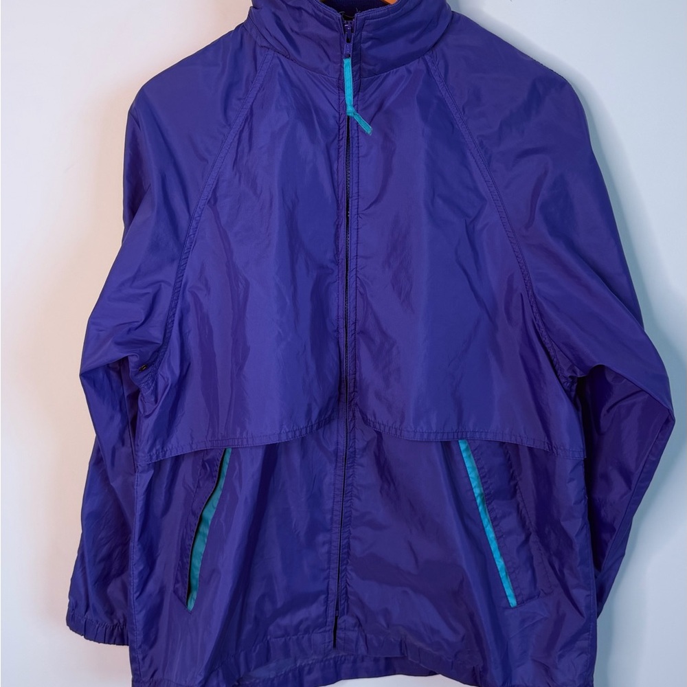 Eddie Bauer Purple Windbreaker Jacket with Teal Mesh Lining